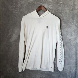 Vans Men's Large White Hoodie Lightweight Skate Style with Checkered Sleeves